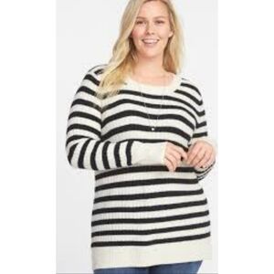 Old Navy Plush Knit Striped Sweater Navy & Cream Size XXL